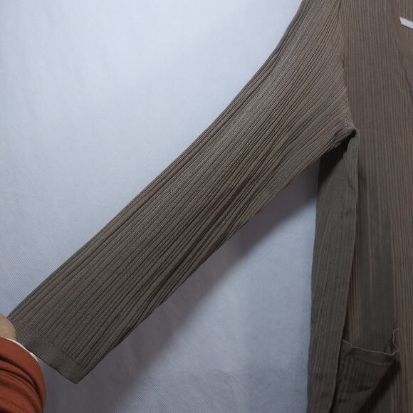 Chico's Flat-Back Ribbed Cardigan Tan Casual Office Size XL - Picture 5 of 12